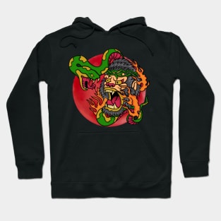 Green Viper And Fire Grey Monkey Hoodie